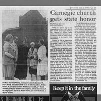 Carnegie Church Gets State Honor 1981 News
