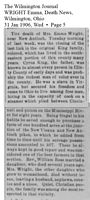 Wright Emma 1906 Death News The Wilmington Journal 31 Jan 1906 Wed Page 5